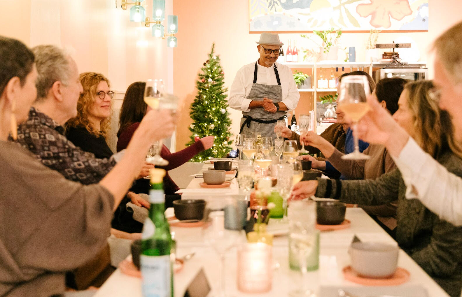 Chef Moulay with guests Chef Moulay